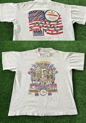 VTG 1992 US Dream Team Caricature T-Shirt USA Olympics 90s