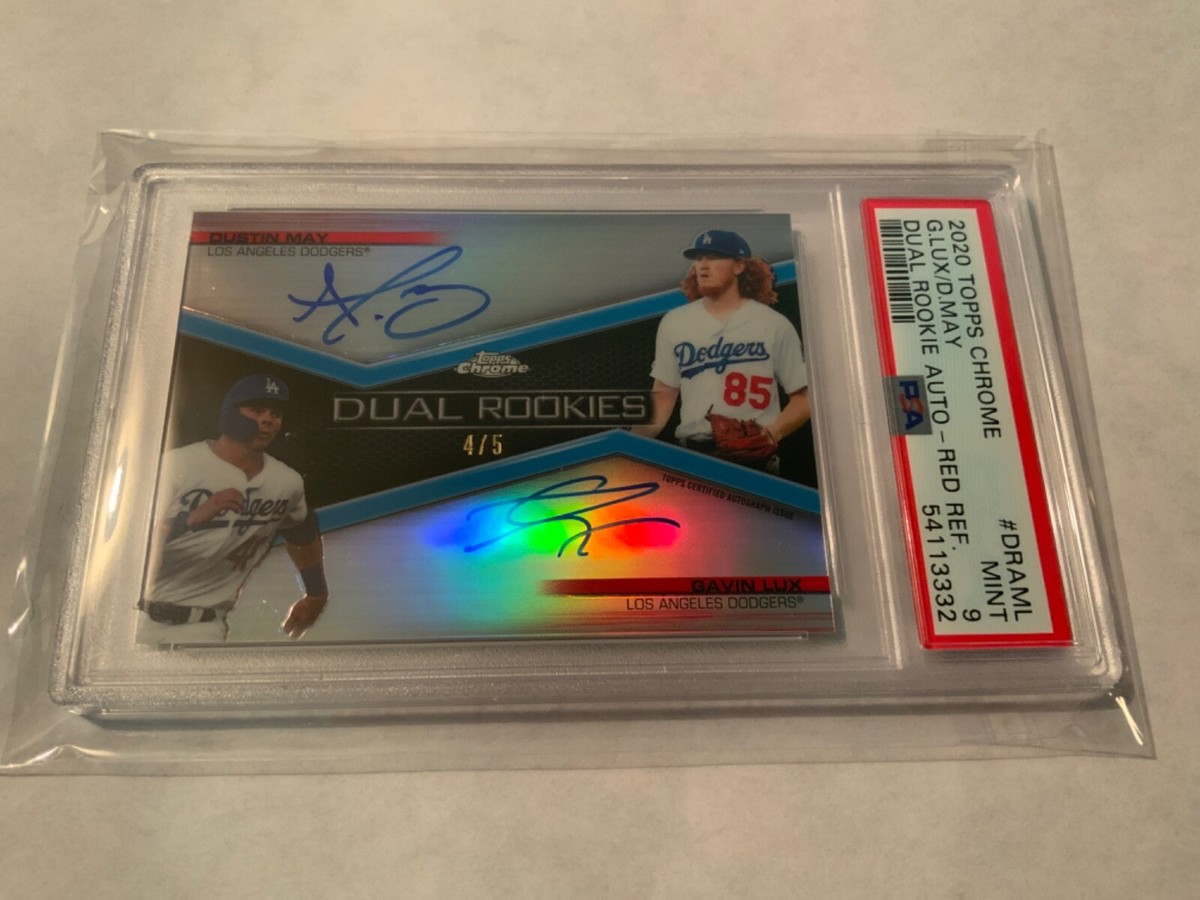 2020 TOPPS CHROME DUAL AUTO DUSTIN MAY/GAVIN LUX RC SSP 4/5 RED 