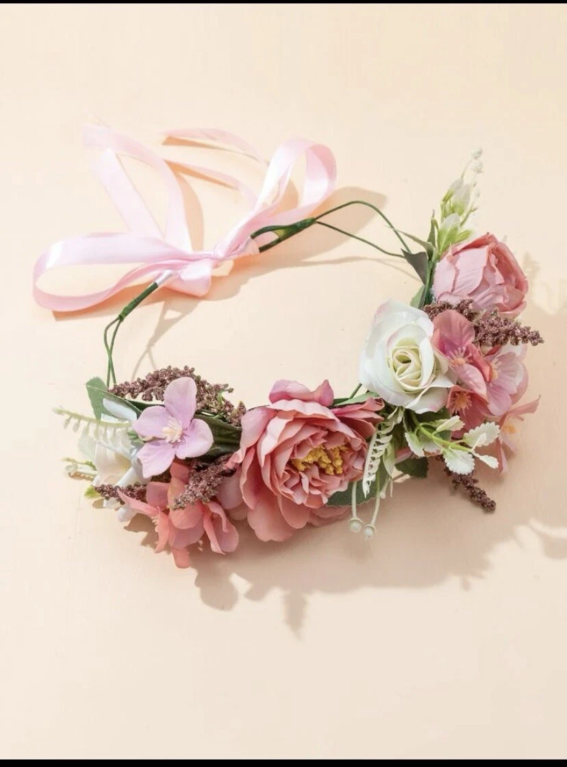 girl Floral Crown Rose Flower Headband Hairband Wedding Party Hair Garland  | eBay