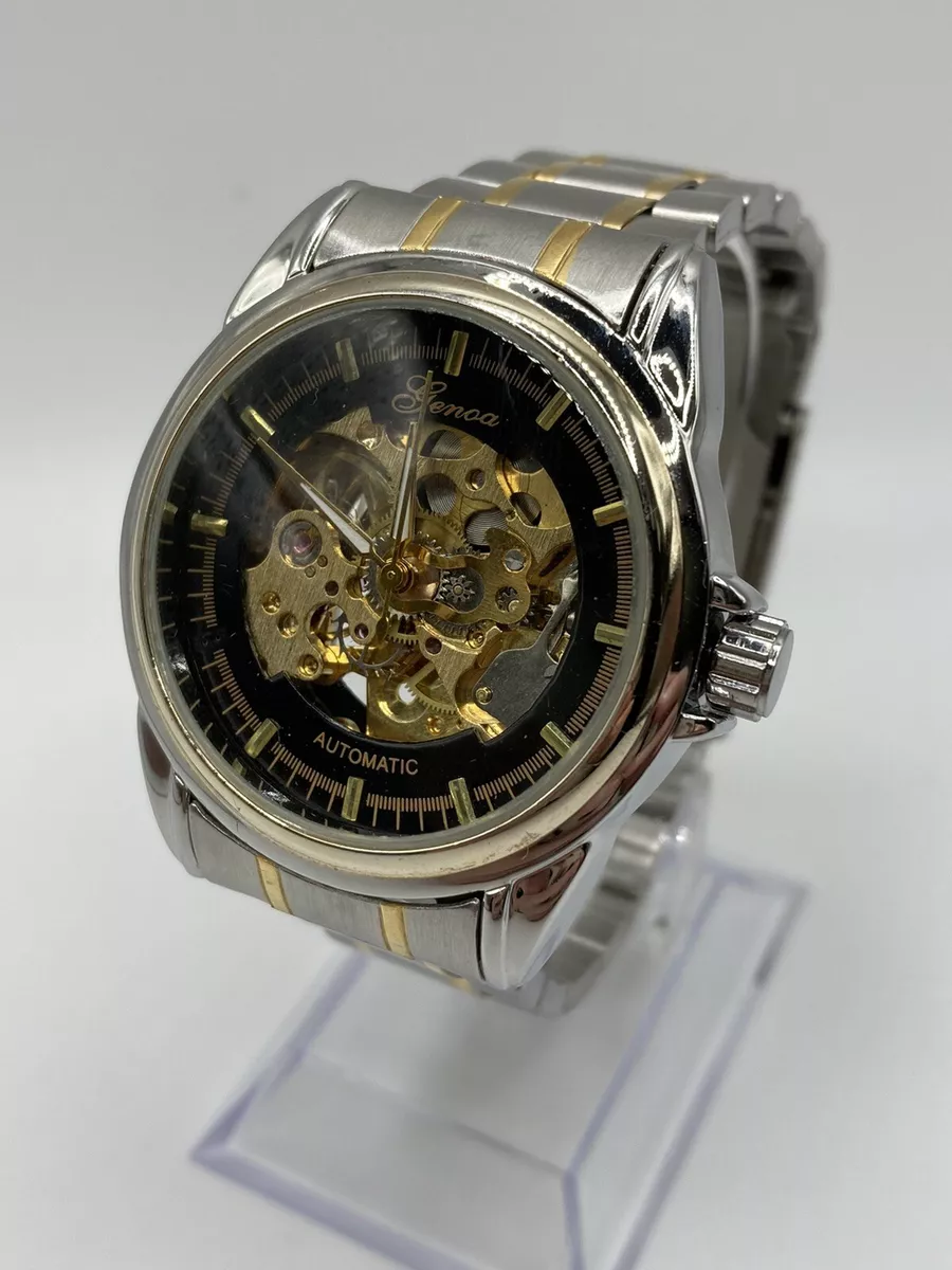 Genoa Automatic IP Plating Men s 2 Tone Stainless Steel Skeleton