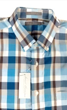 $85 Daniel Cremieux Men's S/S Plaid Cotton Shirt, Multicolor Brown-Blue, Sz 2XL