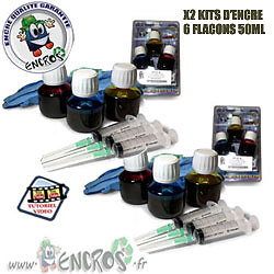 Pack X2 kits encre couleur HP342 HP343 HP344 recharge pour imprimante jet d'encre