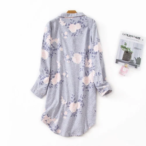 Nightgown Women's Flannel Boyfriend Nightshirt - Picture 55 of 77