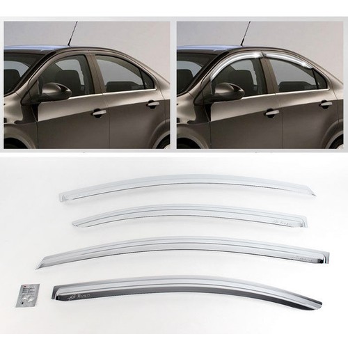 2012+ Sonic/Aveo 4door Sedan Chrome Sun Shade Rain Guard Door Window Visor K-725 - Foto 2 di 2