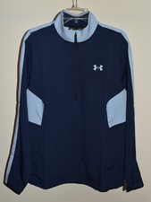 New Mens Under Armour Golf Jacket Medium Blue 1/4 Zip Wind Strike UA Storm