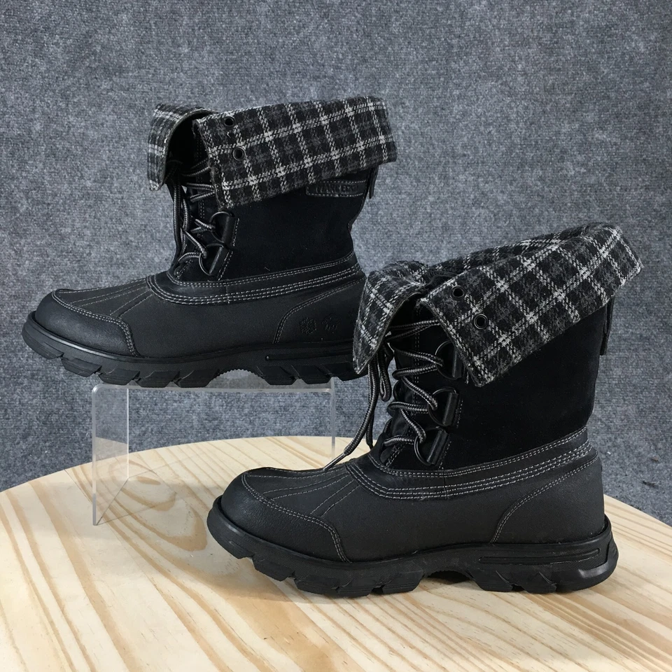 Botas Marc Ecko Para Hombres 7.5 Grierson Duoro Nieve Cuero Negro Con Cordones Informales 24586 Foto 2 de 4