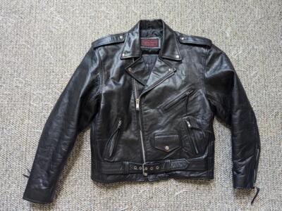 vintage Y2K motorcycle jacket GEICO black leather L gecko 44 biker