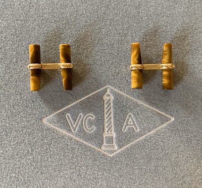 Van Cleef & Arpels 18k Yellow Gold Tigers Eye Cufflinks