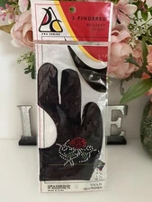 Black Pro Series Rose Motif Pool Cue Glove Full Fingers Breathable Washable Sz S