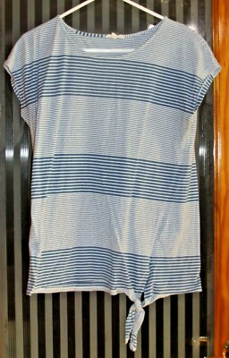 blue and white pullover