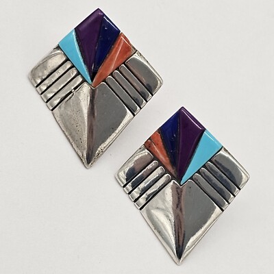 Angeline Miller Navajo Vintage Sterling Silber 925 Türkis große Ohrstecker