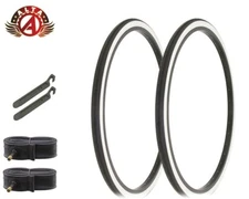 ALTA Bicycle 26" x 1-3/8" Black/White TOURING (2) Bicycle 26" Tires,Tube,Levers