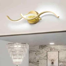 EDISLIVE Jerico 23.6 in. 2-Light LED Gold Bathroom Vanity Light Bar with Curves