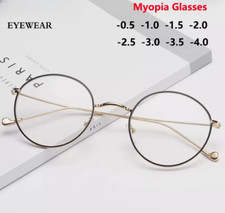 Metal Anti Blue Light Myopia Glasses For Men Women Round Retro Glasses New