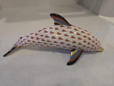 Herend Hungarian Porcelain hand painted ''Dolphin'' Figurine