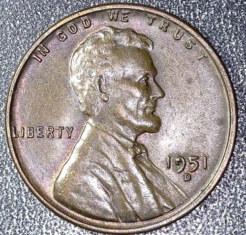 1951 D Lincoln Wheat Penny Die Chip Error On Date