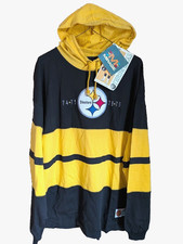 Vintage Deadstock 90s Pittsburgh Steelers Throwbacks L Sweatshirt Hood Embroider