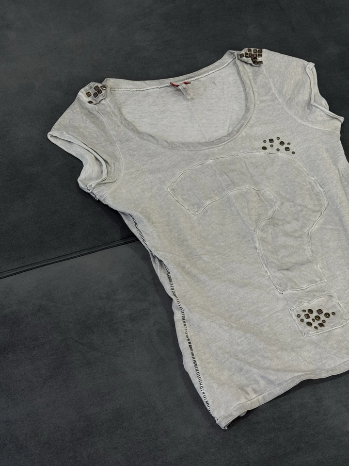 Camiseta sin mangas vintage estilo glamour histérico “marca de interrogación” logotipo Y2K para mujer Foto 4 de 4