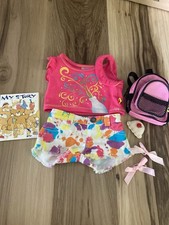 Build A Bear Workshop Shirt Tye Dye Jean Shorts Backpack Lot