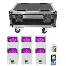 12x 120W LED Uplight Par LIght Battery Powered RGBWA UV APP Charge Flight Case