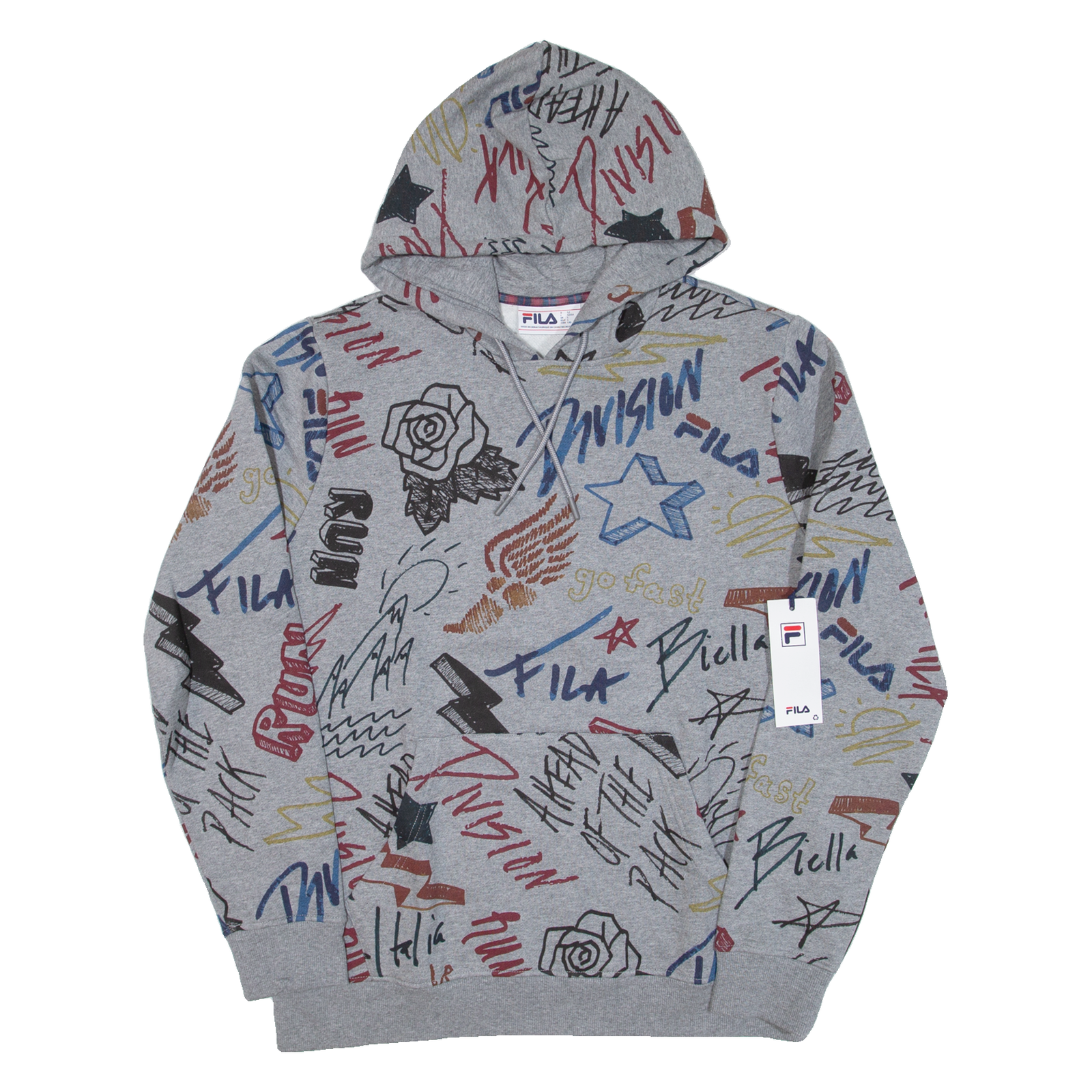 Felpa con cappuccio FILA Crazy Print uomo grigia L