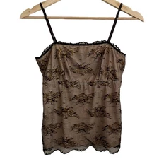 Vintage Floral Lace Babydoll Cami Brown Small Y2K Fairy Grunge Whimsigoth