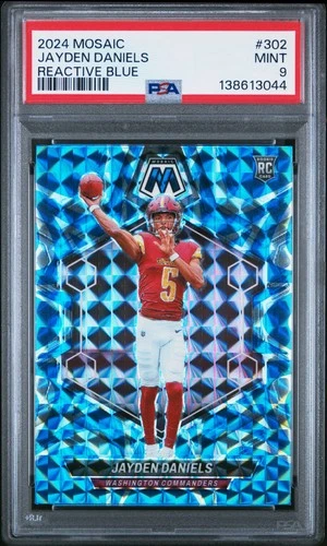 2024 PANINI MOSAIC REACTIVE BLUE #302 JAYDEN DANIELS ROOKIE RC PSA 9