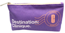 Destination: Clinique PURPLE with PEACH Zipper Cosmetic Makeup Bag Travel Case