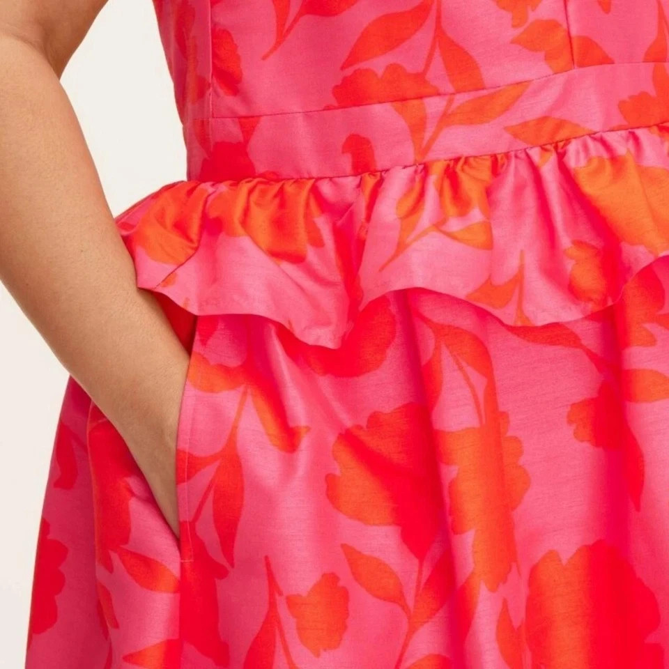 Women's Classic Rose Peplum Midi Dress Kate Spade Target Pink/Red Size 16 thumbnail 2