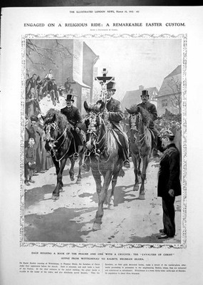 Alter Druck Kavaliere Christusritt Ostern Preußisch Schlesien Tintenfisch Narben 1913 20.