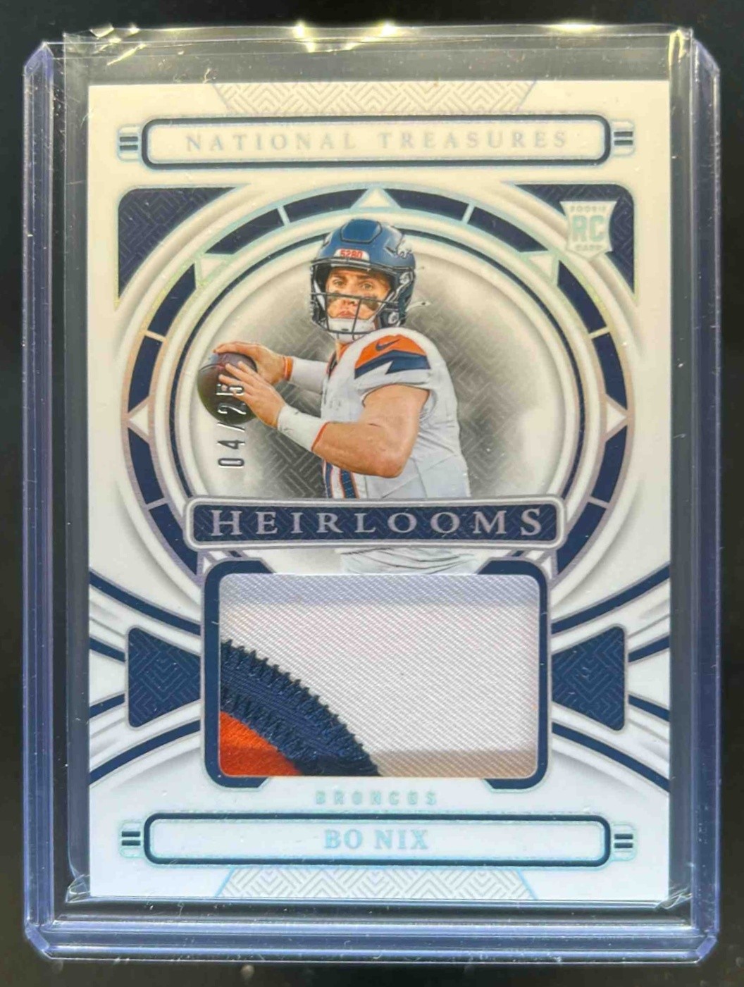 2024 National Treasures Bo Nix Heirlooms RC Patch Holo Silver #4/25 Broncos