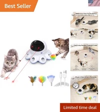 USB Rechargeable Indoor Cat Laser Toy - Smart Sensor with Whack A Mole Feathers