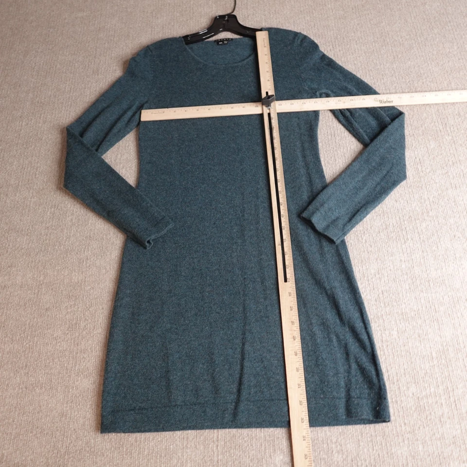 Vestido para mujer Theory mediano azul verde liso 100 % cachemir suéter manga larga Foto 4 de 4