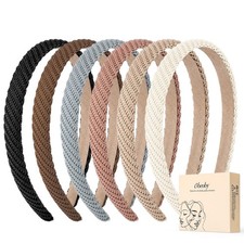 obeoby 6 Pack Trendy Headbands for Women,0.6 inch Thin Knitted Hairbands Brown