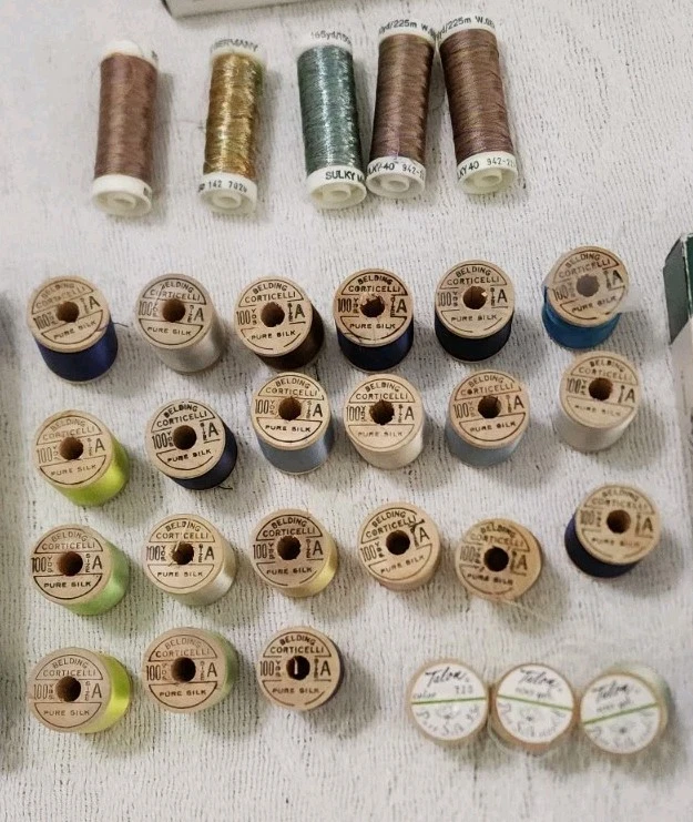 21 Vtg Spools Belding Corticello Silk + 3 Talon Silk Thread + 5 Sulky Thread Lot - Image 4 of 4