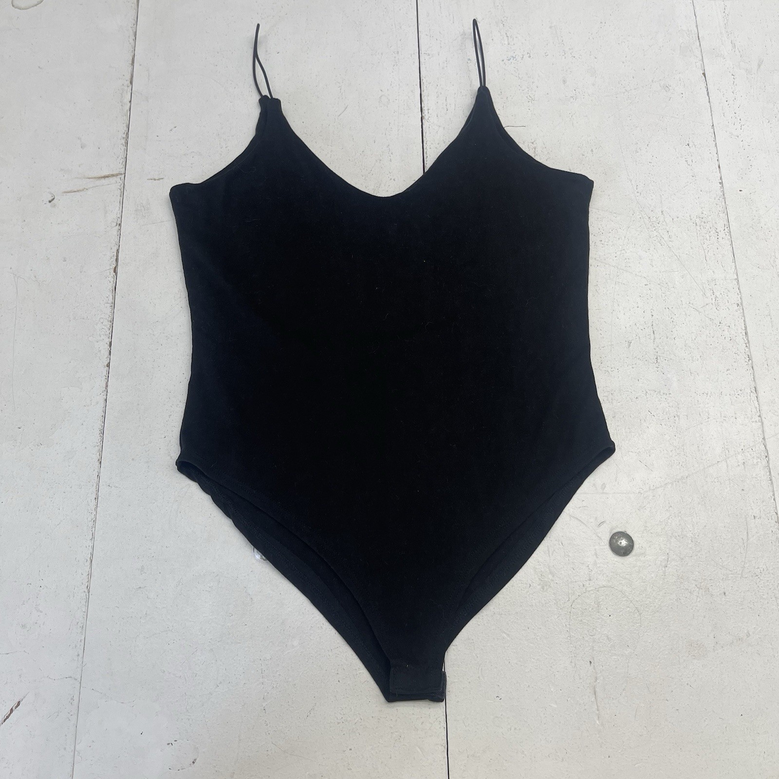 Gaze Solid Black Stretch Spaghetti Strap V Neck B… - image 1