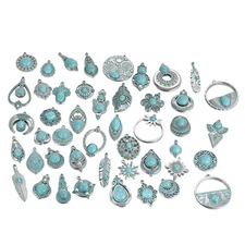 50PCS Turquoise Charms Pendants Set Vintage Boho Jewelry Making DIY Accessories