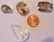 LOT of 4 Rutilated Quartz Faceted Golden and Rutile Hair 10.50ct to 32.57ct