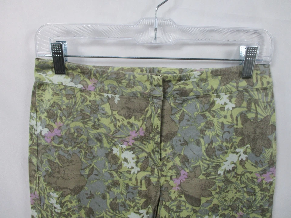 Брюки женские Sigrid Olsen 6P миниатюрные зеленые с цветочным узором китайские прямые эластичные хлопок - Изображение 2 из 4