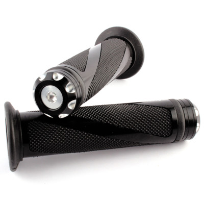 Motorcycle CNC Aluminum Rubber Gel Hand Grips For 7/8'' Handlebar Universal Black