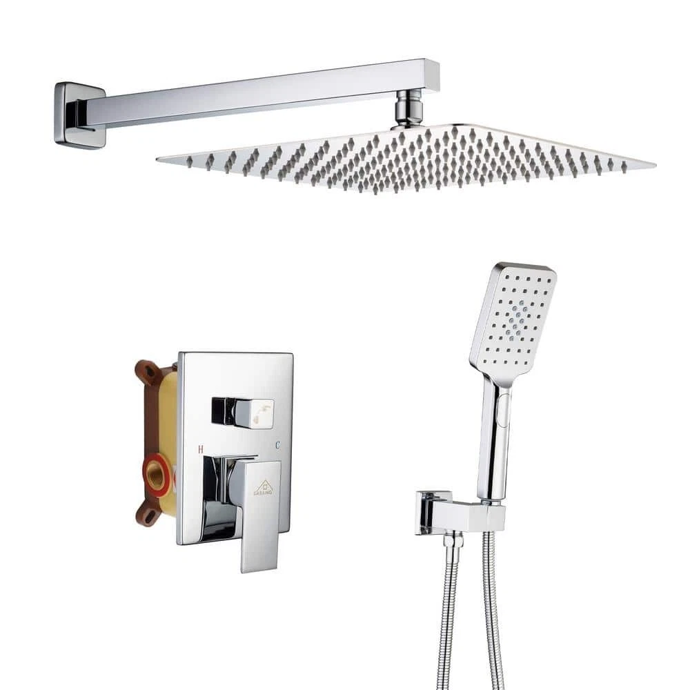 3-Spray with 2.5 GPM 10 in. 2 Functions Wall Mount Dual Shower Heads in Polished