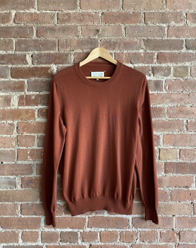 Martin Margiela Line 14 100% Cotton Sweater Large Russet Leather Elbow Patches
