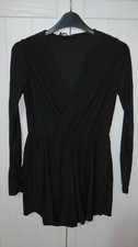 Missguided Black Crepe Long Sleeve Wrap Playsuit, UK 6 LN102 GG 03