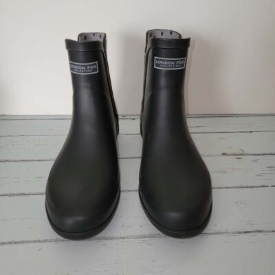 London Fog Piccadilly Women's Black Pull-On Ankle Rain Boots