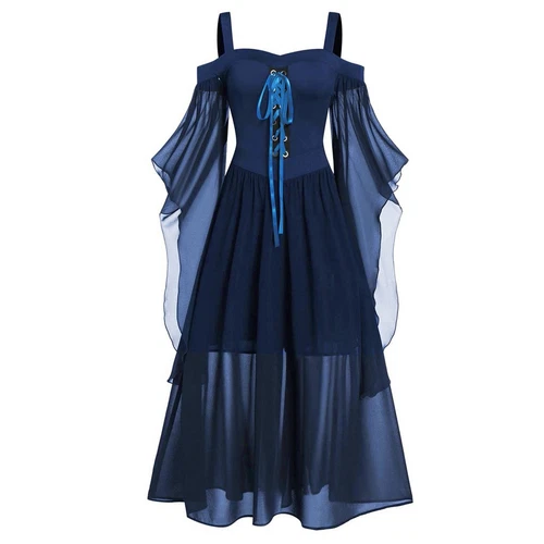 Halloween Damas Renacimiento Medieval Gótico Bruja Disfraz Vestido Elegante Juegos con disfraces - Imagen 6 de 17