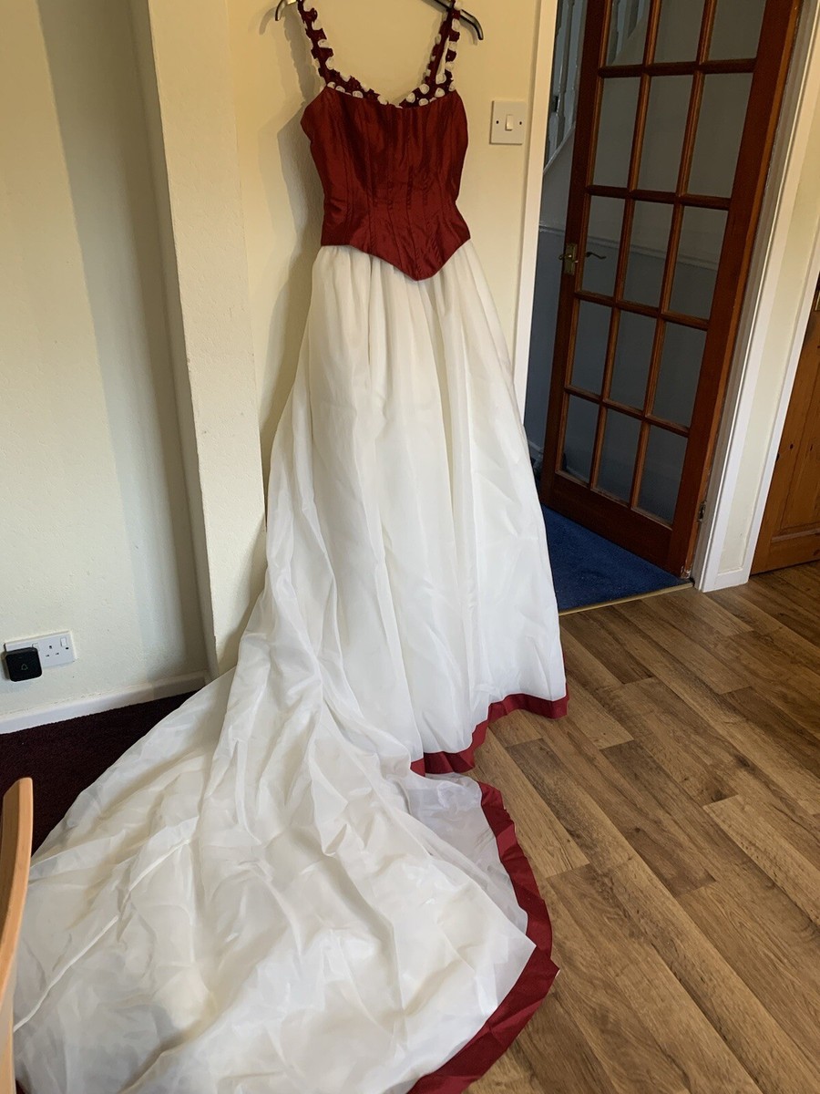 Ian Stuart Wedding Dress Size 10 Burgundy UK