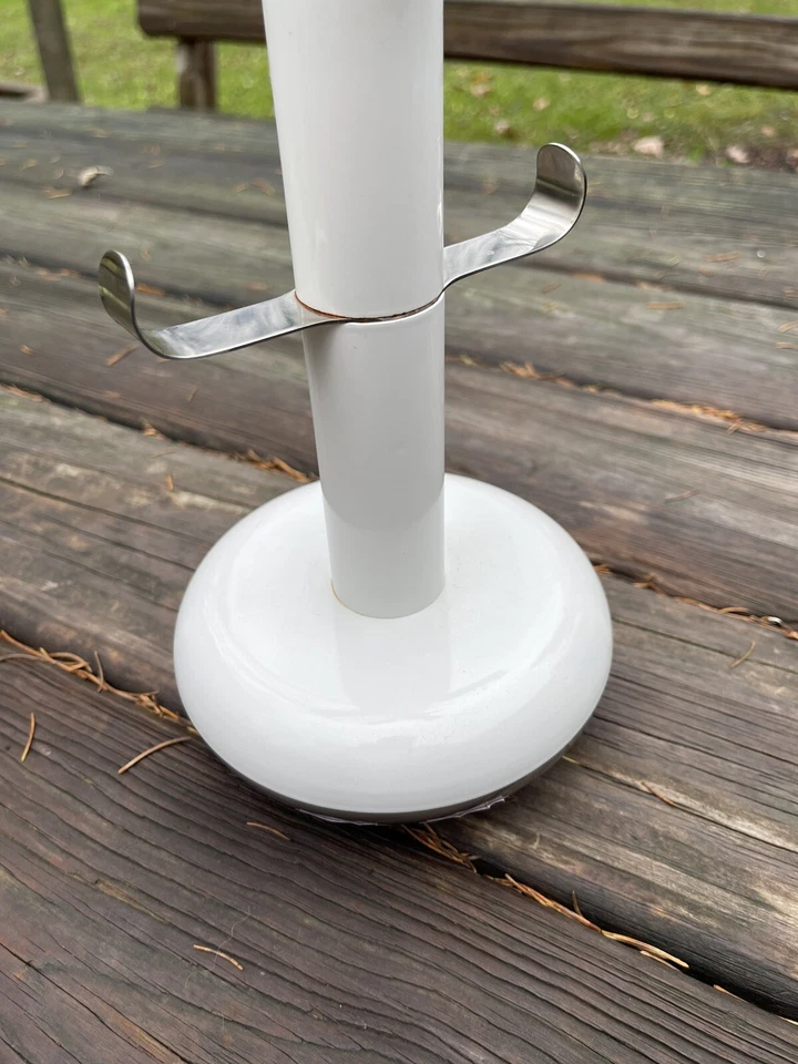 Tifón Taza Soporte Retro Metal Árbol Estante Soporte Blanco Cromo Pesado Foto 3 de 4