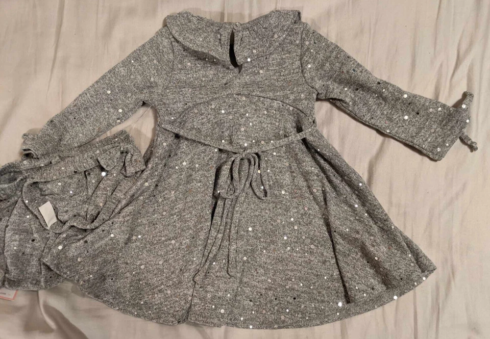 Vestido de férias prata cinza tamanho 12 meses edições raras com capa de fralda novo com etiquetas - Imagem 3 de 4