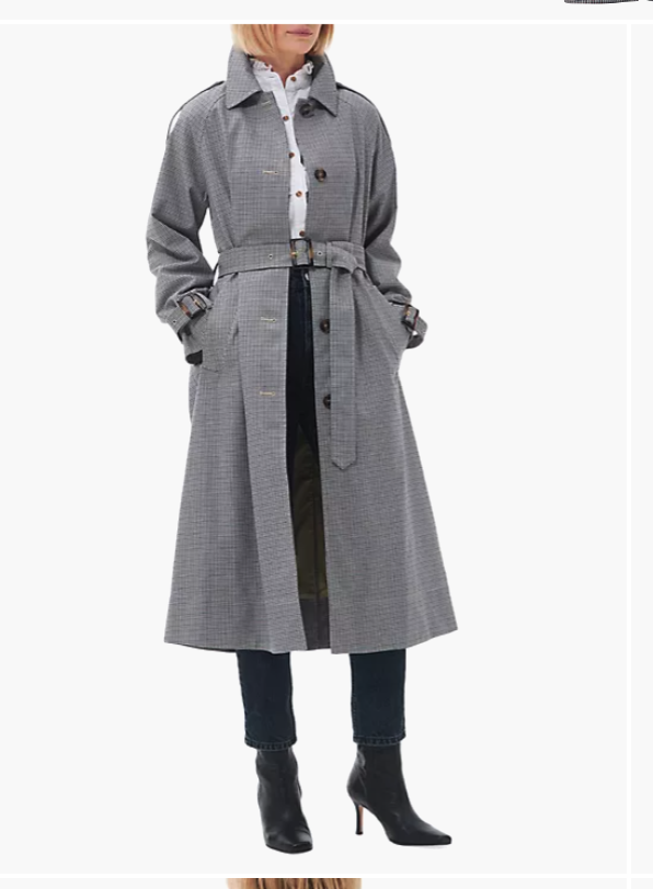 BARBOUR MARIE CHECK SHOWERPROOF TRENCH JACKET MSRP$485 TIMELESS