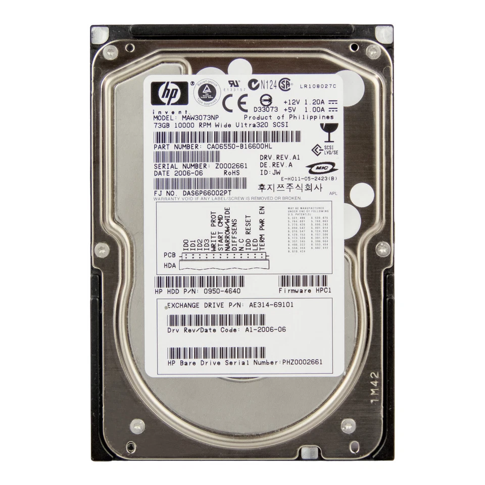 FESTPLATTE HP AE314-69101 0950-4640 MAW3073NP 73GB 10K 8MB SCSI 68-pin 3.5" Zoll - Bild 3 von 3